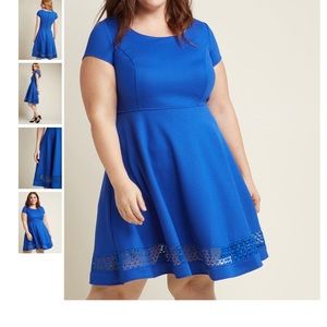 Modcloth 2x Textured A-line dress w/ lace insert